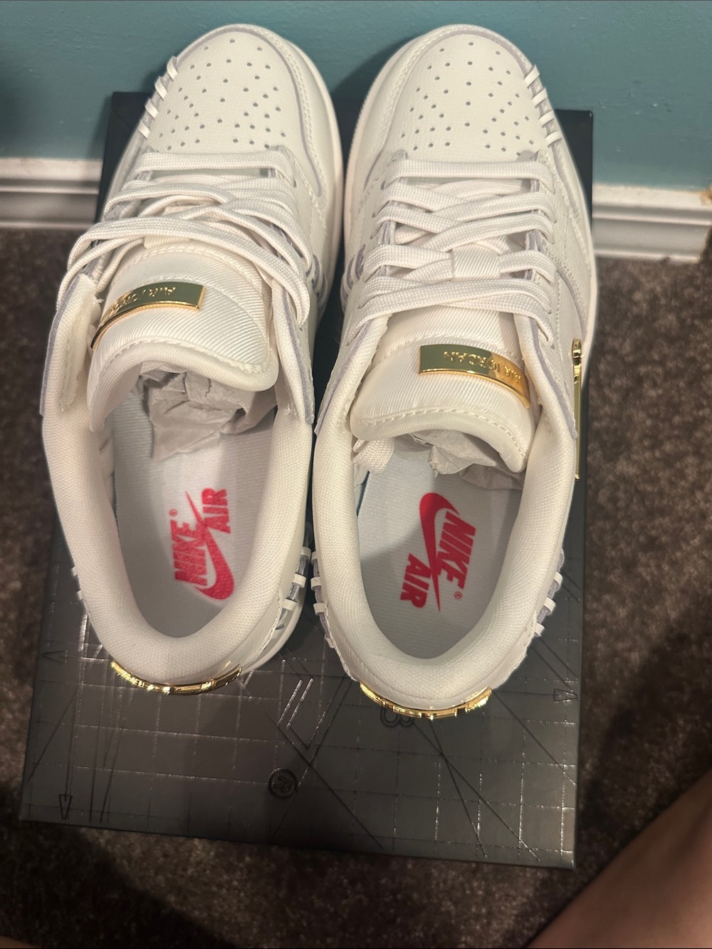 Nike Air Jordan 1  Low White Sail Metallic Gold Women - NIB NWT